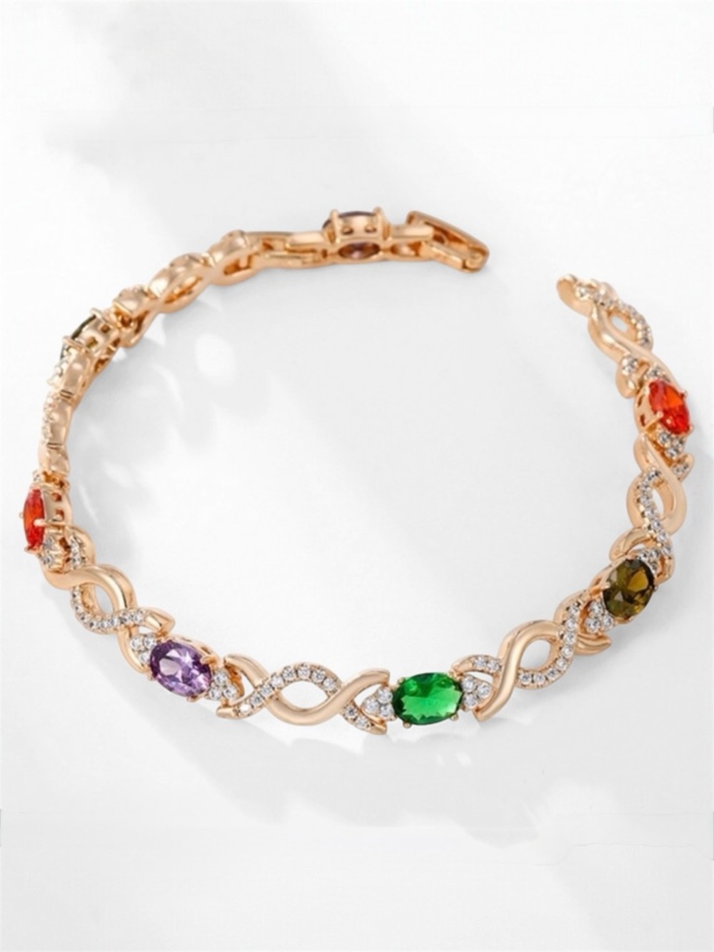 Colorful Tennis Bracelet | CZ Stone Crystals | 18K Gold Plated